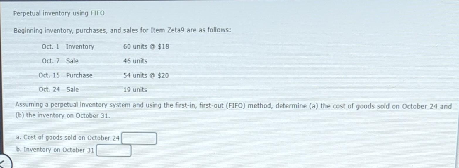 Solved Perpetual inventory using FIFO Beginning inventory, | Chegg.com