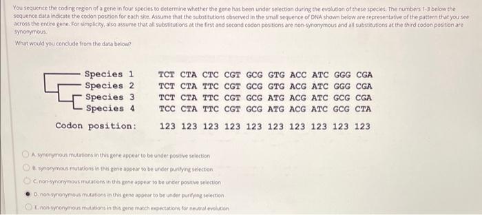Solved You sequence the coding region of a gene in four | Chegg.com