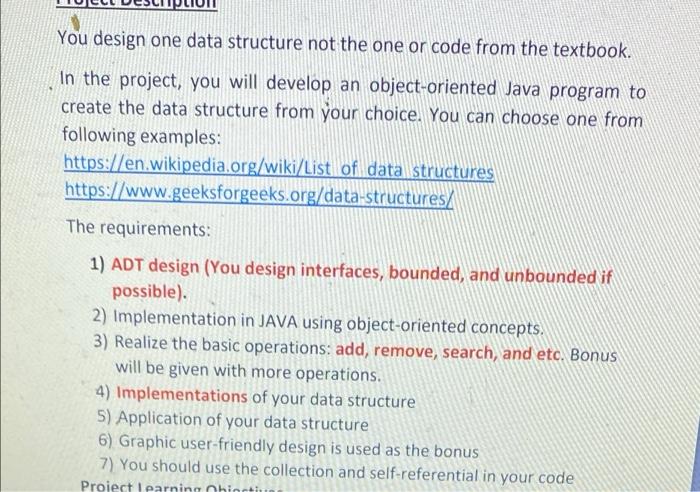 Solved You design one data structure not the one or code | Chegg.com