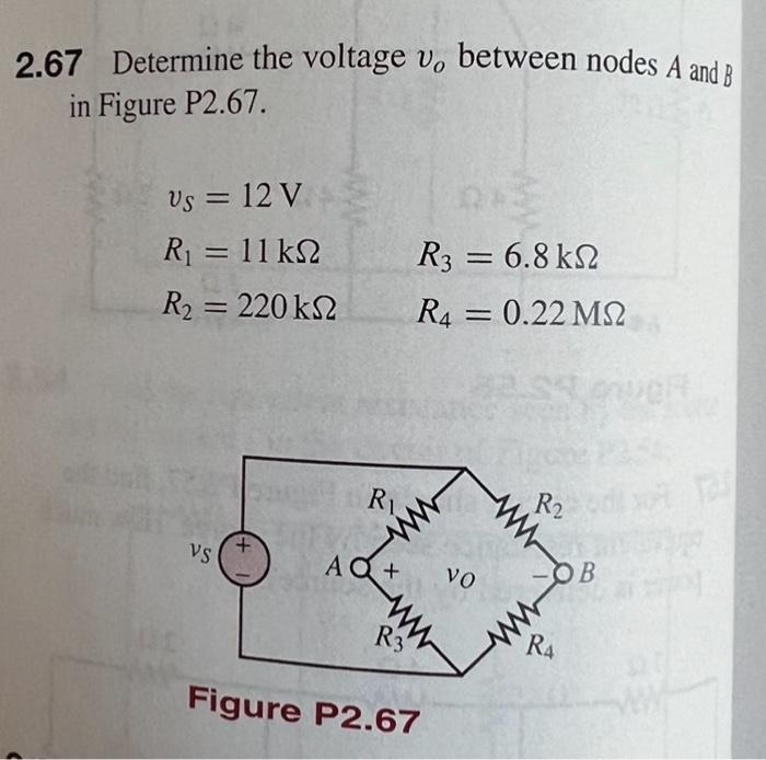 Solved 2.67 Determine the voltage v, between nodes A and B | Chegg.com