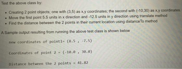 Solved Exercise # 1 Define a class Point that represents a | Chegg.com