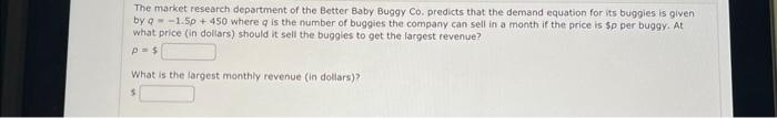 Solved The market research department of the Better Baby | Chegg.com