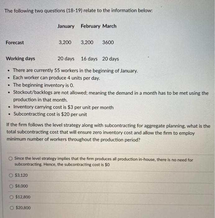 Solved The following two questions (18-19) relate to the | Chegg.com