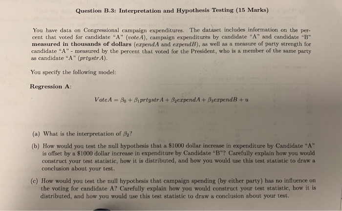 Solved Question B.3: Interpretation and Hypothesis Testing | Chegg.com