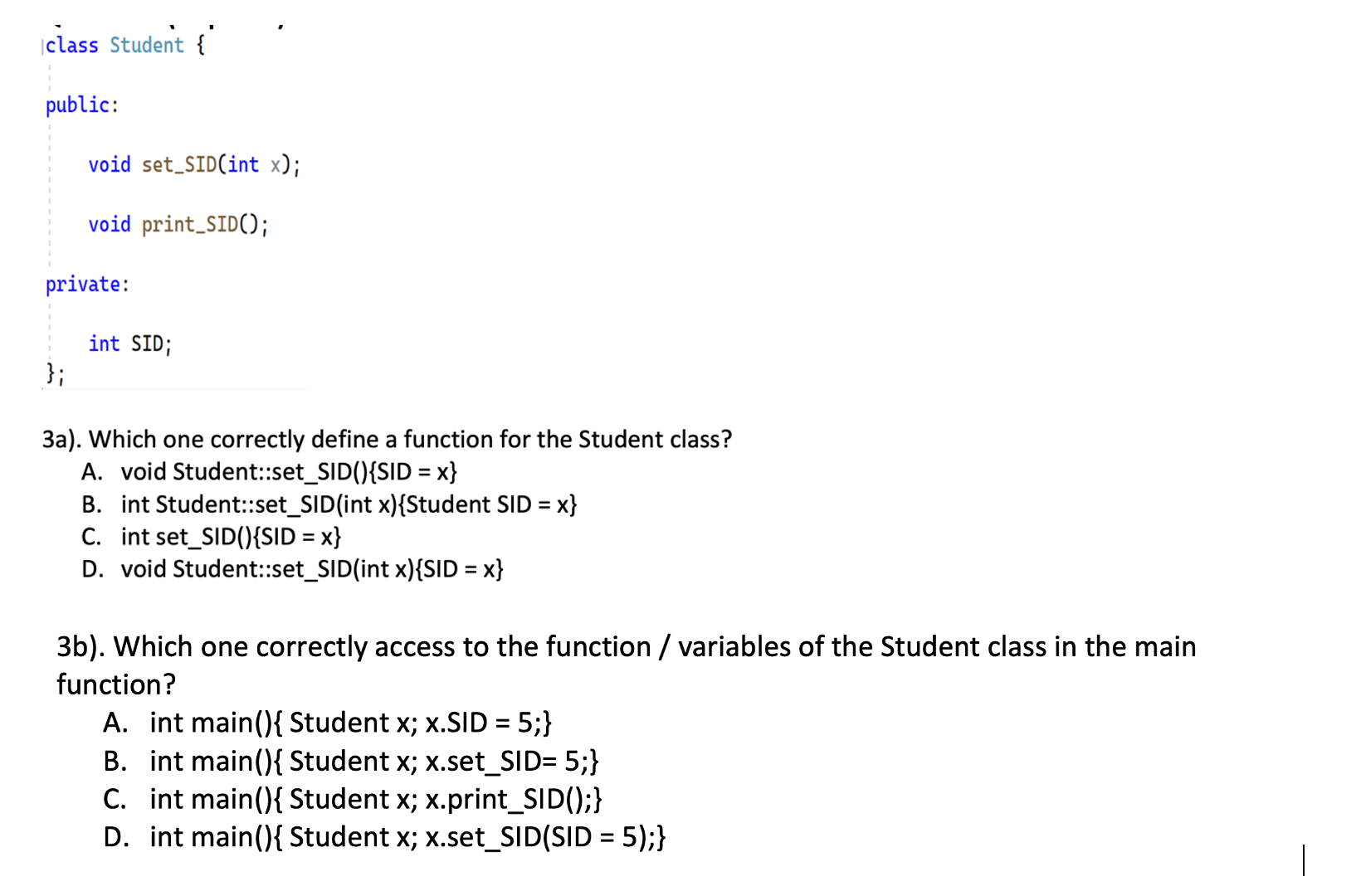 Solved 3a). ﻿Which one correctly define a function for the | Chegg.com