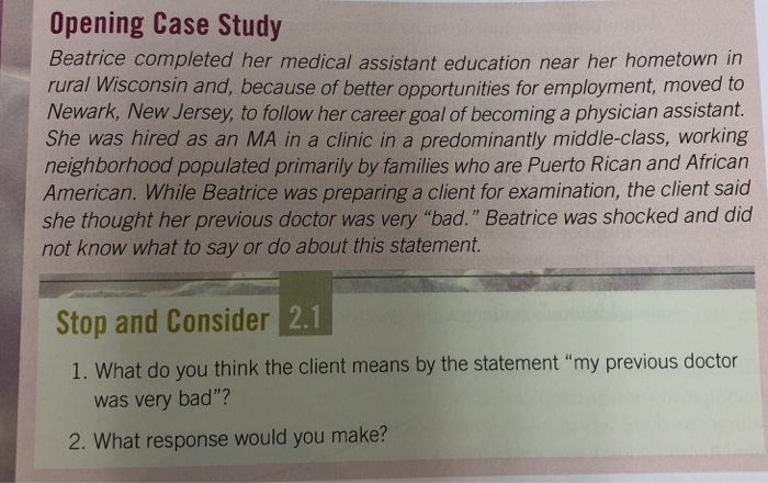 Solved Opening Case Study Beatrice completed her medical Chegg