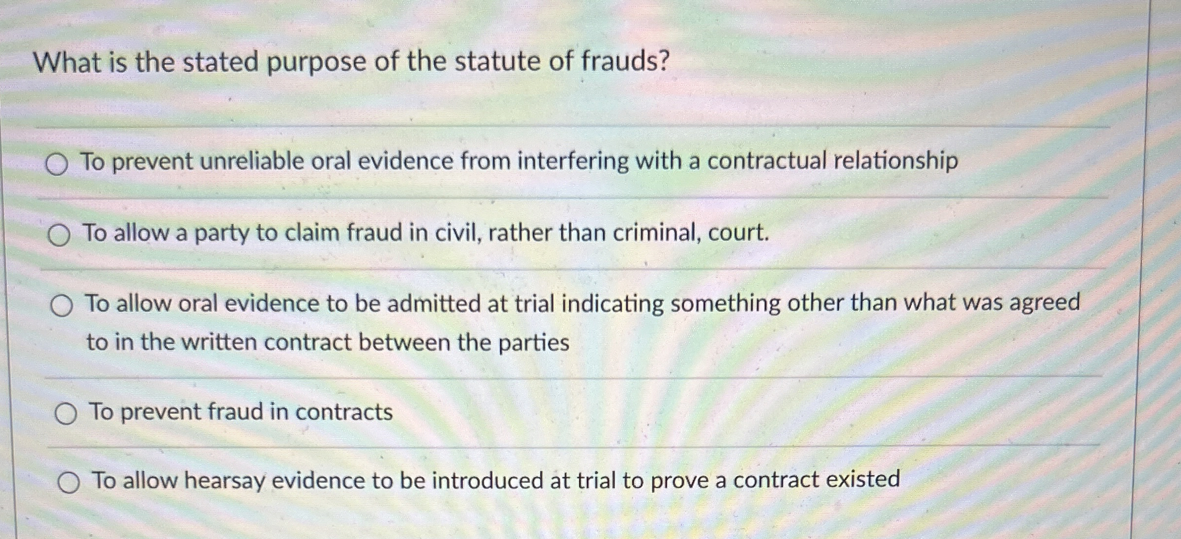 Solved What is the stated purpose of the statute of | Chegg.com