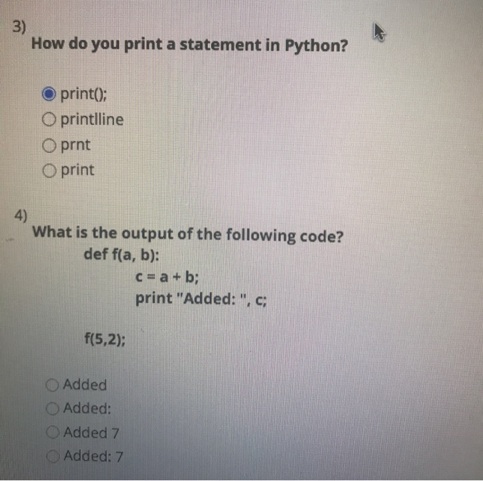 Solved 3 How Do You Print A Statement In Python Oprint Chegg