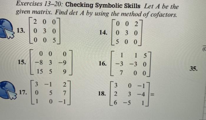 Solved Exercises 9–12: Let A be the given matrix. Find det A | Chegg.com