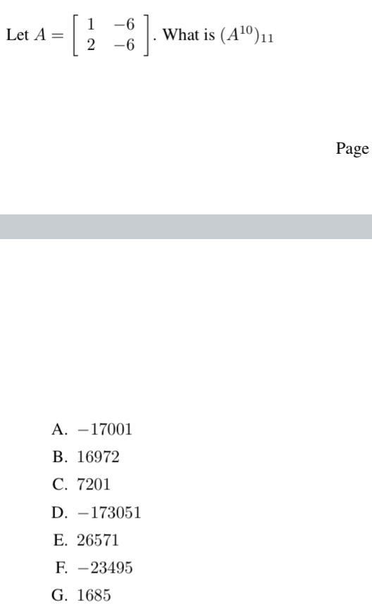 Solved Let A=[1-62-6]. ﻿What is | Chegg.com