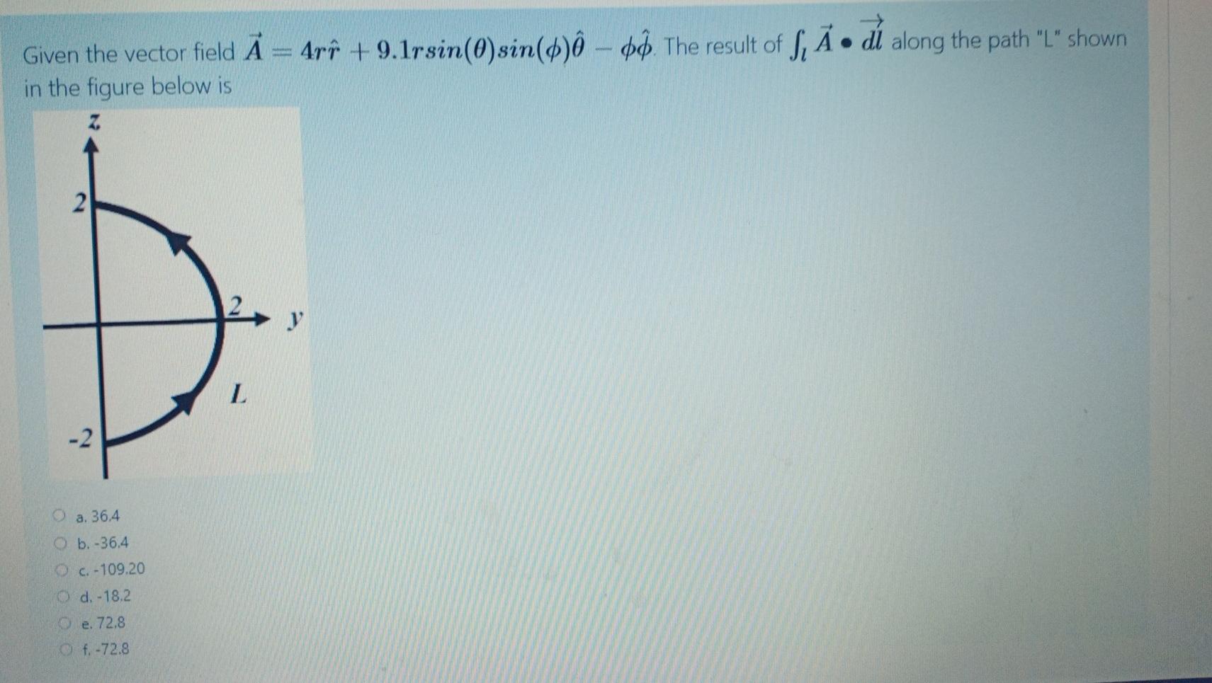 Given The Vector Field A 4rf 9 1rsin O Sin D O Chegg Com