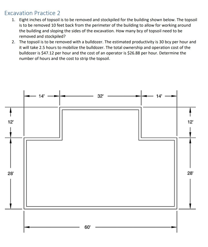 Solved Excavation Practice 2 1. Eight inches of topsoil is | Chegg.com