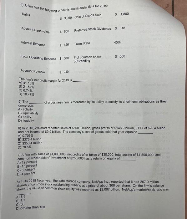 Solved 1) Which of the following is a fixed asset? A) cash