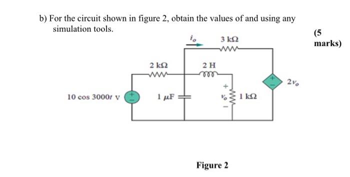 Solved b) For the circuit shown in figure 2, obtain the | Chegg.com