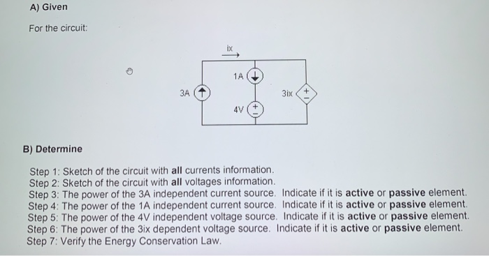Solved A) Given For the circuit: AD 3A + T 3ix - B) | Chegg.com