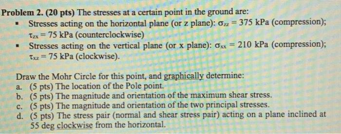 Solved Problem 2. (20 pts) The stresses at a certain point | Chegg.com