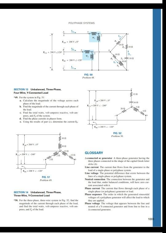 POLYPHASE SYSTEMS PROBLEMS SECTION 5 Y-Connected | Chegg.com
