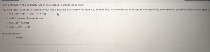 Solved Give a formula for the cardinality rule or rules | Chegg.com