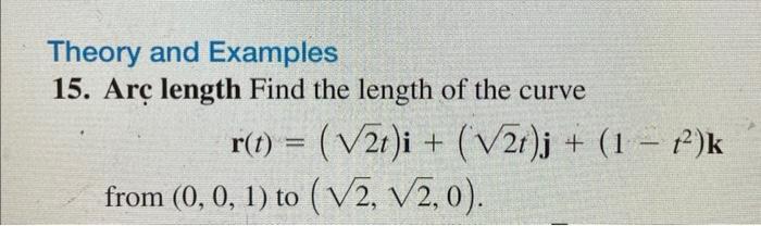Solved Theory and Examples 15. Arc length Find the length of | Chegg.com