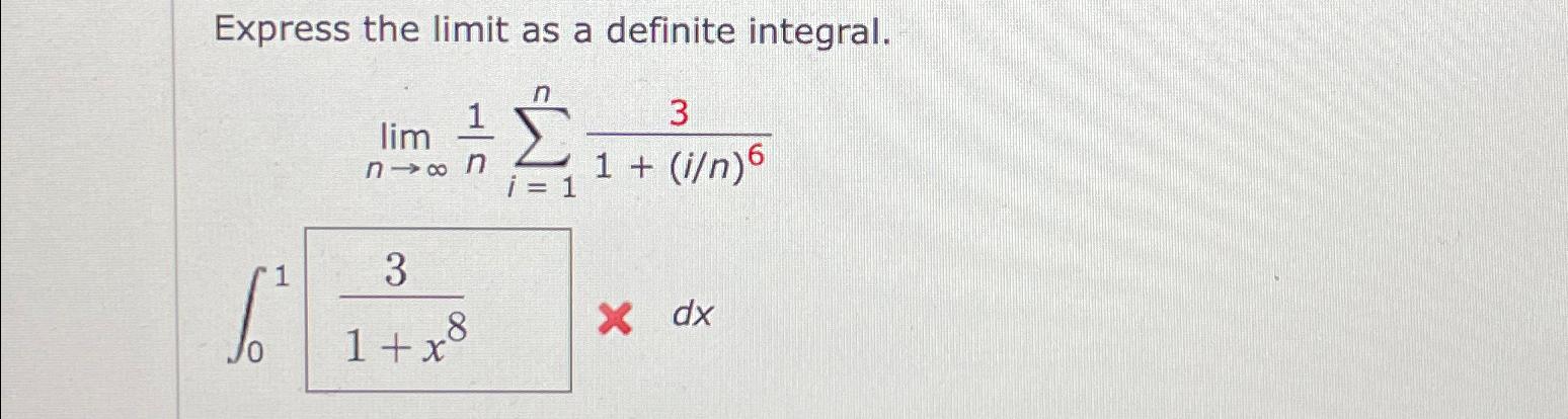 Solved Express The Limit As A Definite | Chegg.com