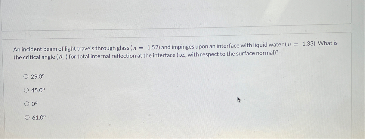 Solved An incident beam of light travels through glass | Chegg.com
