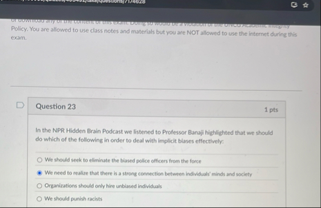 Solved Policy. You are allowed to use class notes and | Chegg.com