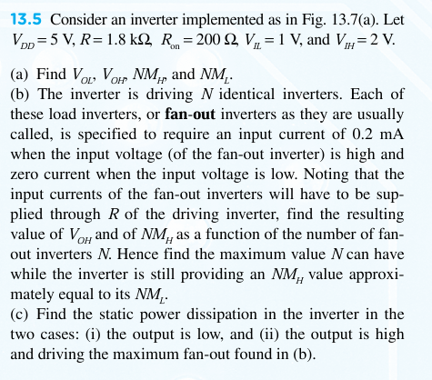 Solved 13.5 ﻿Consider an ﻿inverter implemented as in ﻿Fig. | Chegg.com