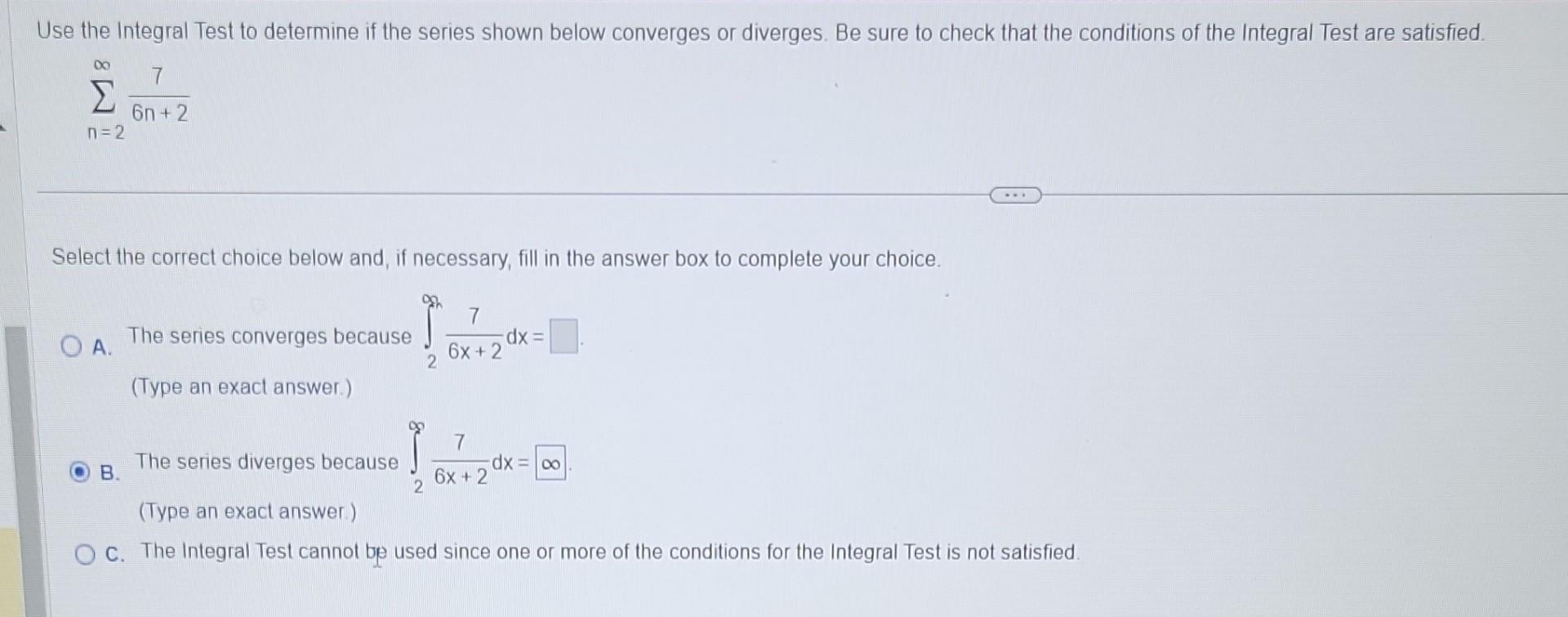 Solved Use the Integral Test to determine if the series | Chegg.com