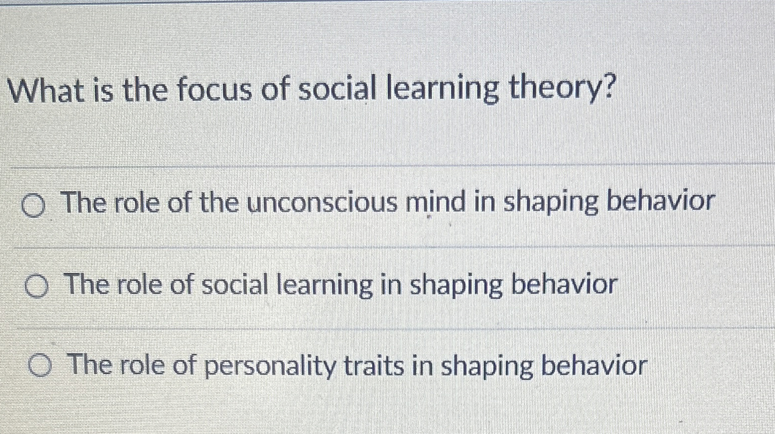 Solved What is the focus of social learning theory?The role | Chegg.com