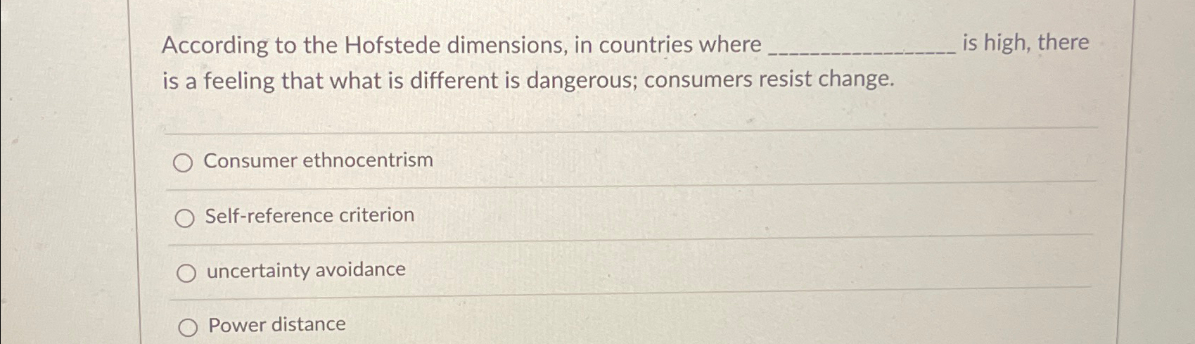 Solved According to the Hofstede dimensions, in countries | Chegg.com