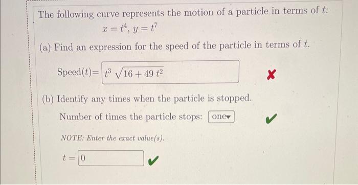 Solved The following curve represents the motion of a | Chegg.com