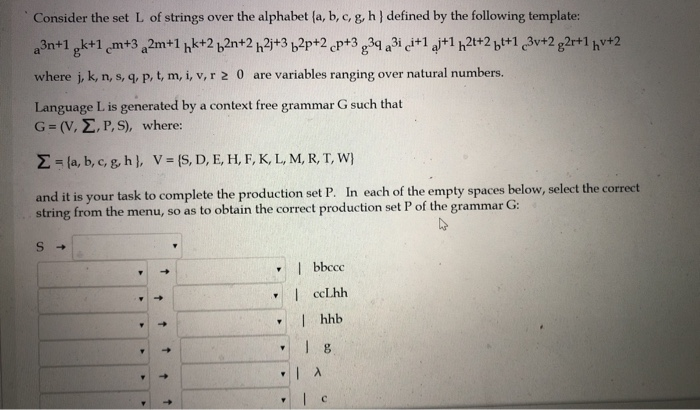 Consider The Set L Of Strings Over The Alphabet A Chegg Com