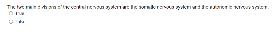 Solved The two main divisions of the central nervous system | Chegg.com