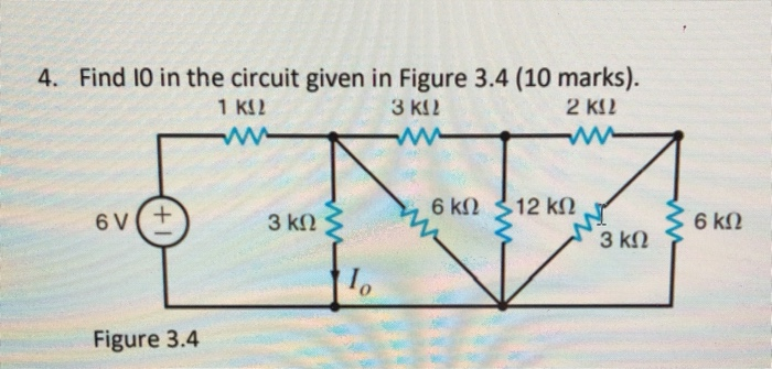 Solved 4. Find 10 in the circuit given in Figure 3.4 (10 | Chegg.com