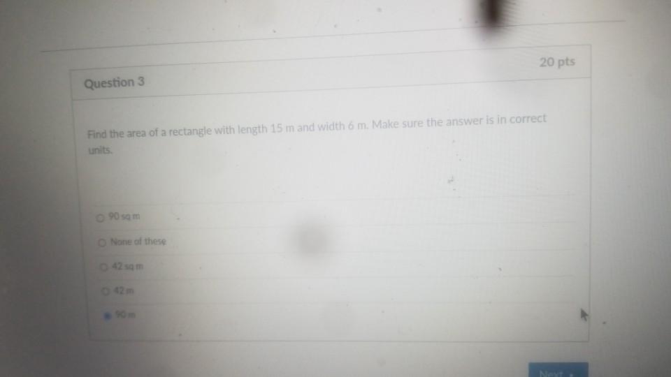 Solved Pts Question 3 Find The Area Of A Rectangle Wit Chegg Com