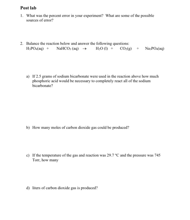 Solved Please help with the post lab and the pre lab (except | Chegg.com