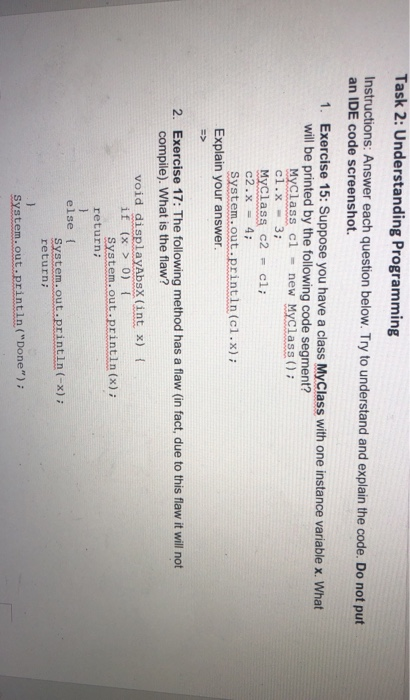 Solved Task 2: Understanding Programming Instructions: | Chegg.com