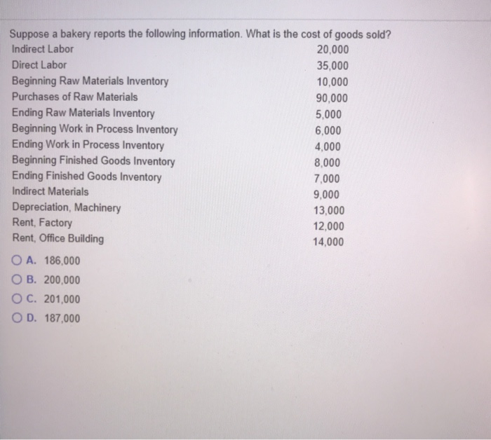 Solved Suppose a bakery reports the following information. | Chegg.com