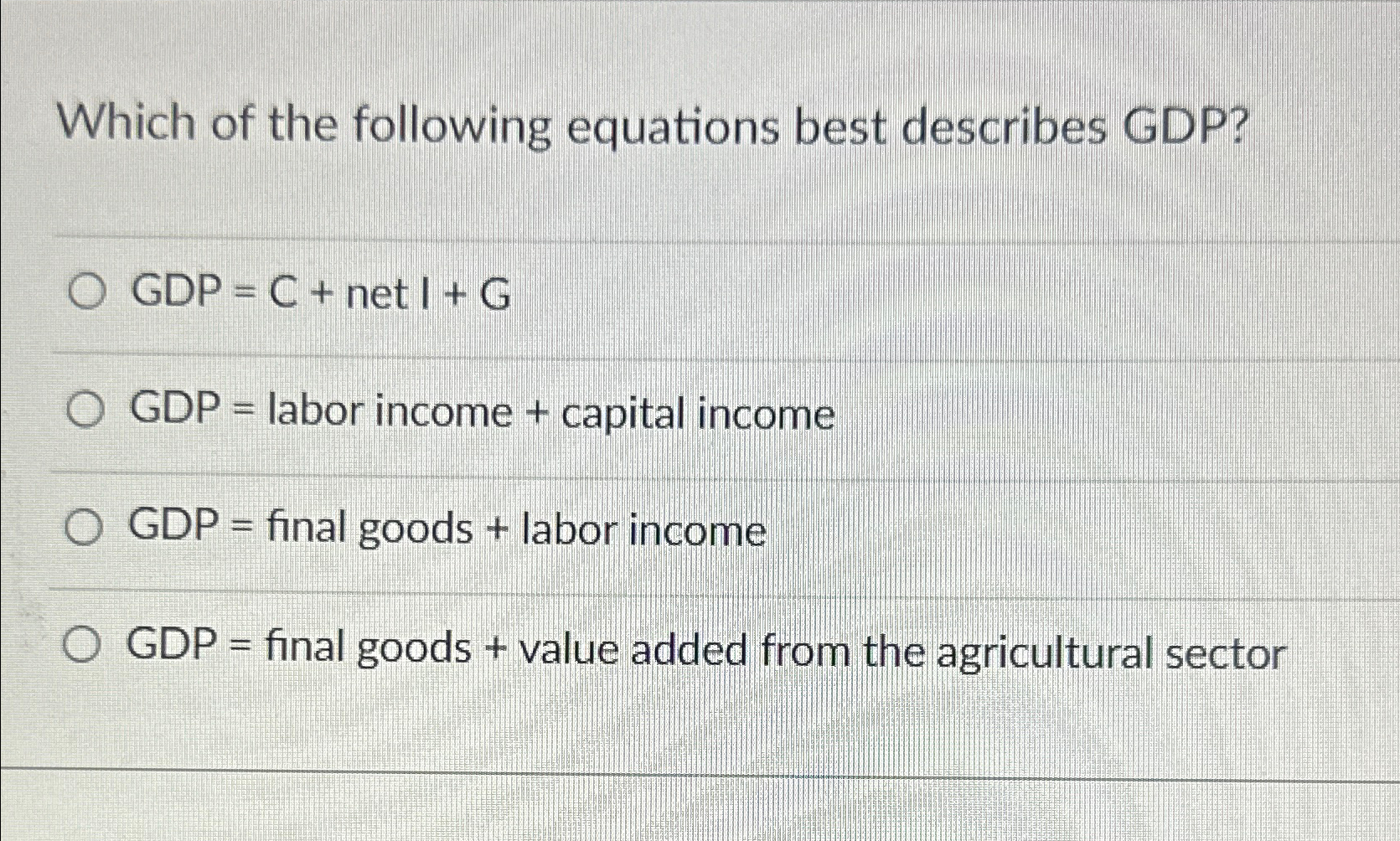 Solved Which of the following equations best describes | Chegg.com