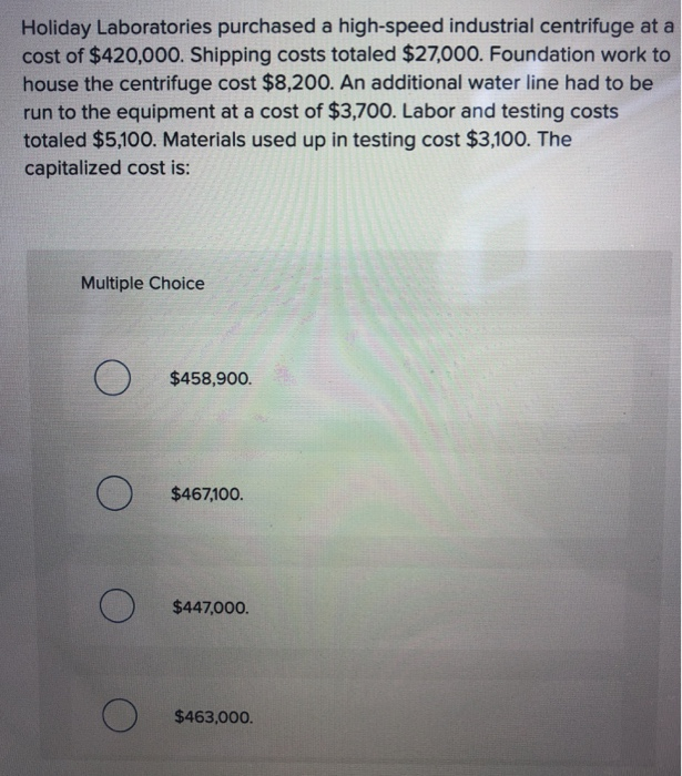 Solved Holiday Laboratories purchased a highspeed