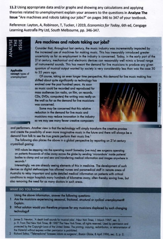 11.2 Using appropriate data and/or graphs and showing any calculations and applying theories related to unemployment explain