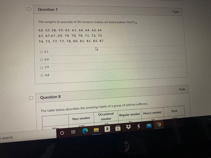 Solved 4 pts The test scores of 40 students are summarized | Chegg.com
