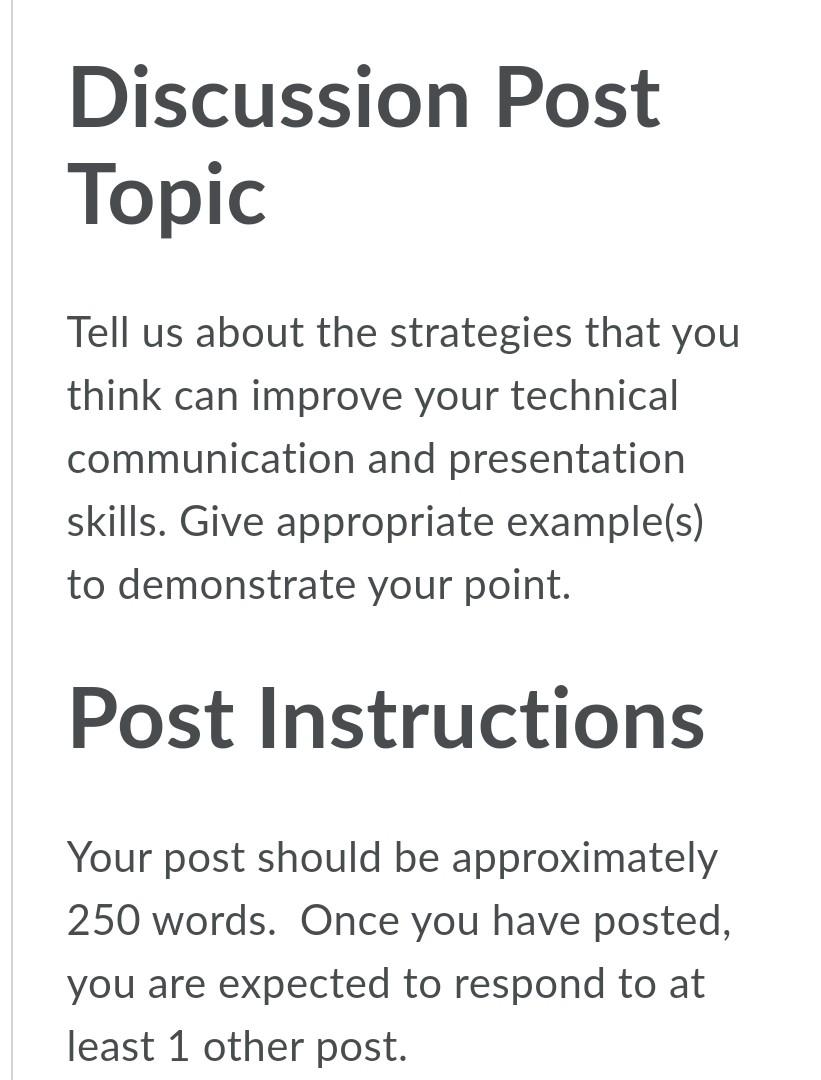 Solved Discussion Post Topic Tell us about the strategies | Chegg.com