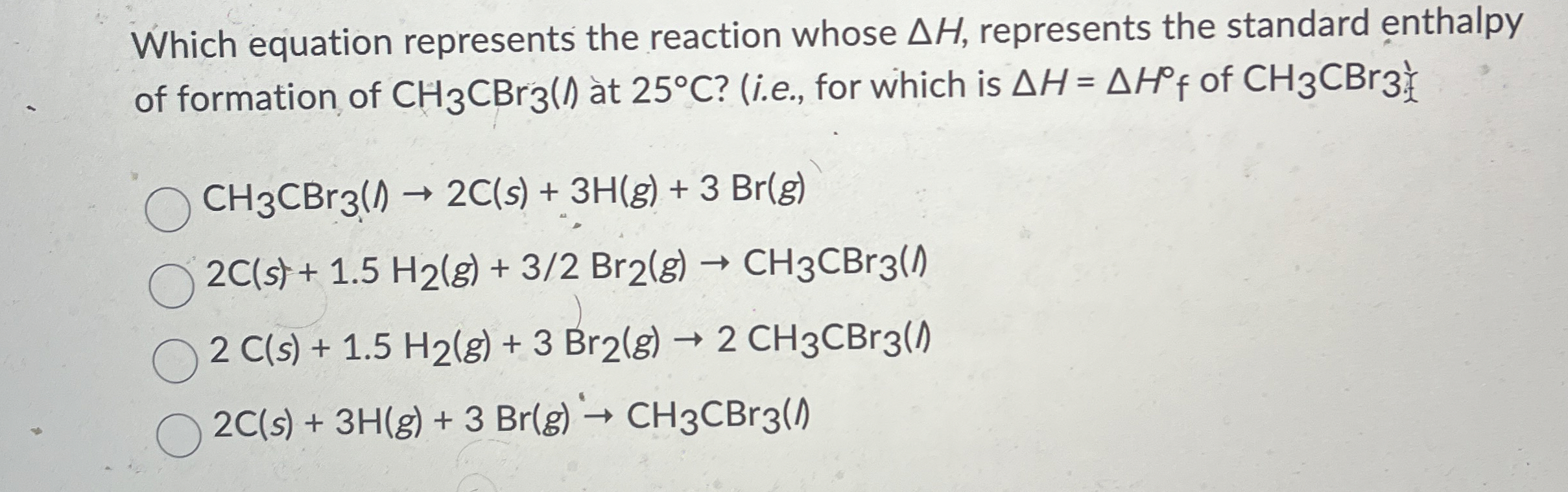 Solved Which Equation Represents The Reaction Whose H Chegg Com