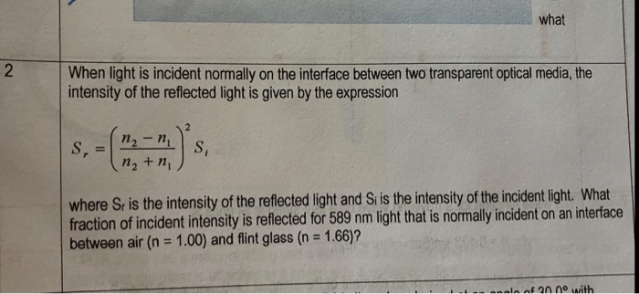 Solved what When light is incident normally on the interface | Chegg.com