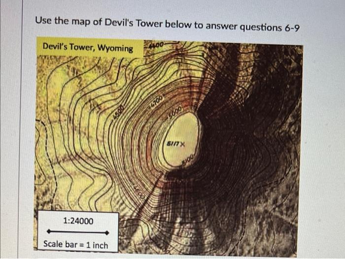 Devils Tower Topographic Map Solved Use The Map Of Devil's Tower Below To Answer | Chegg.com