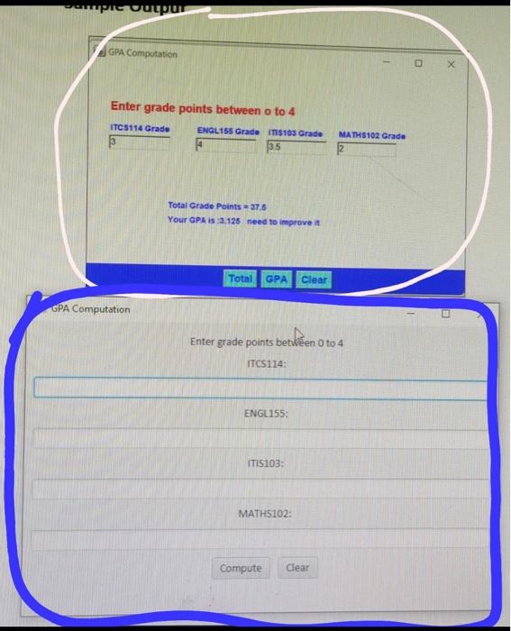 Solved Using Java, create a GUI application as per the | Chegg.com