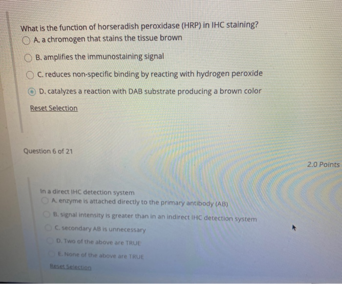 Solved What is the function of horseradish peroxidase (HRP)