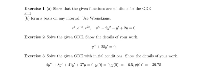 Solved Exercise 1 (a) Show that the given functions are | Chegg.com
