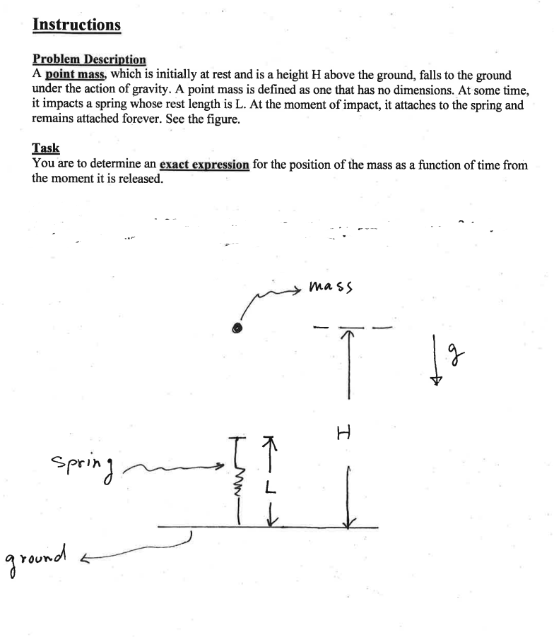 Solved )Problem DescriptionA point mass, which is initially | Chegg.com